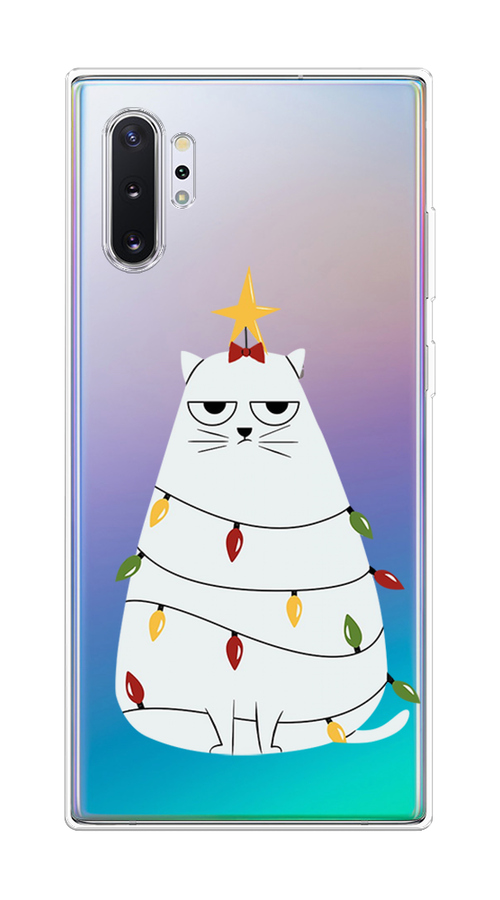 

Чехол на Samsung Galaxy Note 10 Plus "Котик в гирлянде", Белый;красный;желтый, 28550-1
