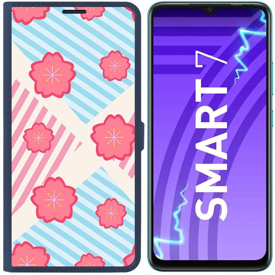 

Чехол-книжка Krutoff Eco Book для Infinix Smart 7 Цветочный паттерн 10 (синий)