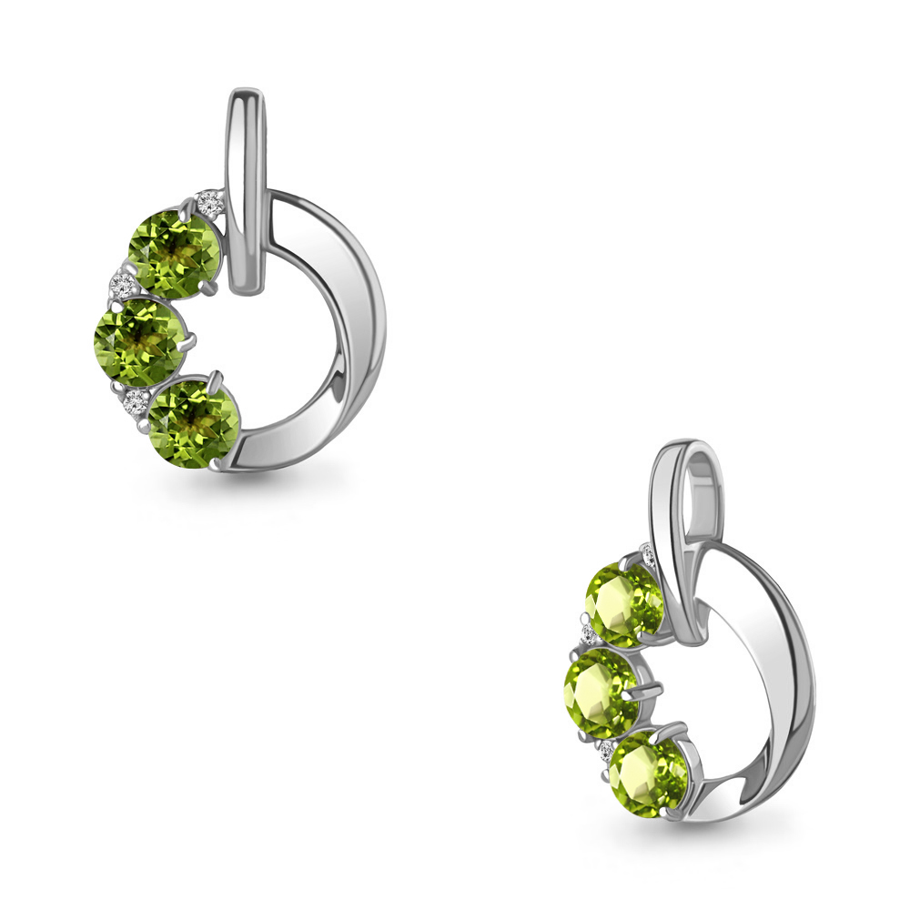 

Кулон из серебра с хризолитом\фианитом Aquamarine Aquamarine 2533807А_925_р, 2533807А_925_р