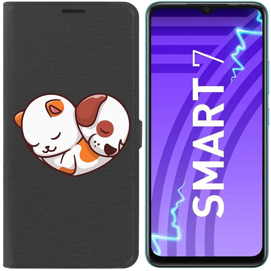 

Чехол-книжка Krutoff Eco Book для Infinix Smart 7 Котёнок и Щенок (черный)