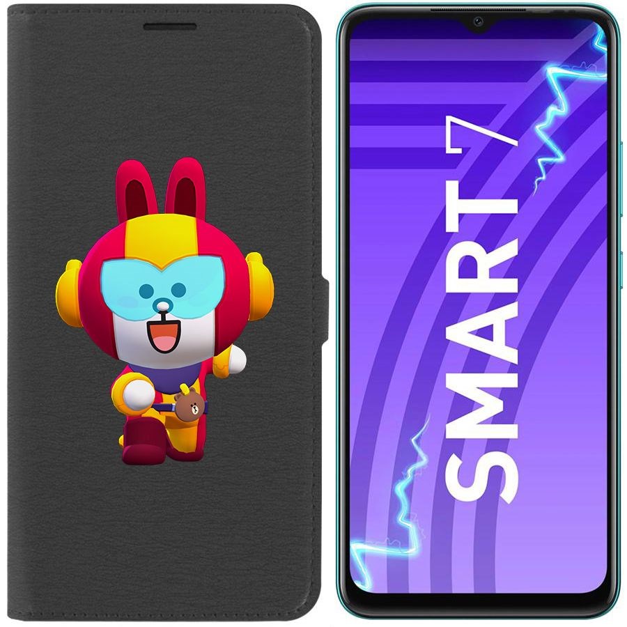 

Чехол-книжка Krutoff Eco Book для Infinix Smart 7 Brawl Stars-Кони Макс (черный)