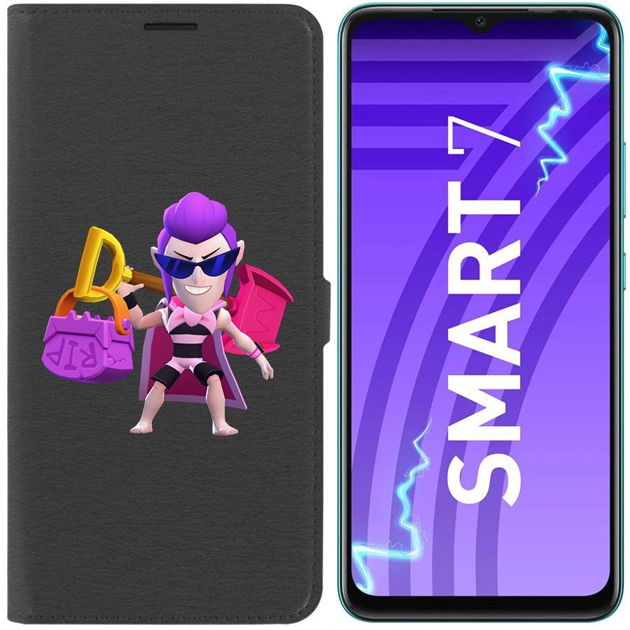 

Чехол-книжка Krutoff Eco Book для Infinix Smart 7 Brawl Stars-Пляжный Мортис (черный)