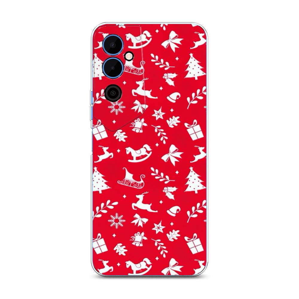 

Чехол для Tecno Pova Neo 2 "Красный новогодний фон", Красный;белый, 302450-5
