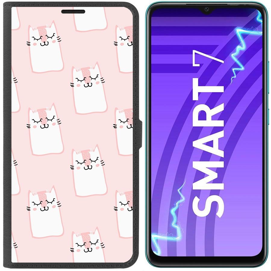 

Чехол-книжка Krutoff Eco Book для Infinix Smart 7 Котики паттерн (черный)
