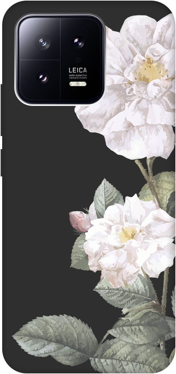 

Матовый Soft Touch Чехол на Xiaomi 13 с 3D принтом "White Rose" черный, Черный;желтый, 159020