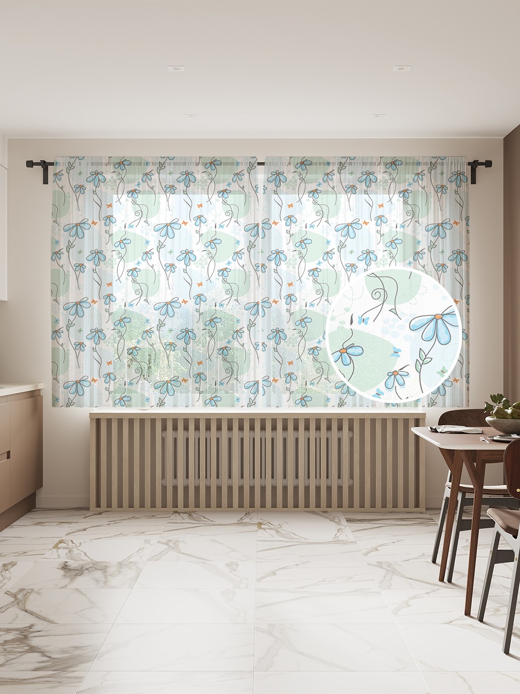 

Фототюль JoyArty "Наивные цветы", 145x180 см (2 полотна со шторной лентой + 50 крючков), Наивные цветы