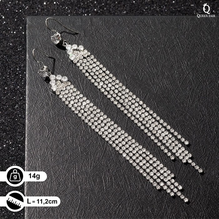 

Серьги шандельеры из бижутерного сплава Queen Fair 7481104, стразы