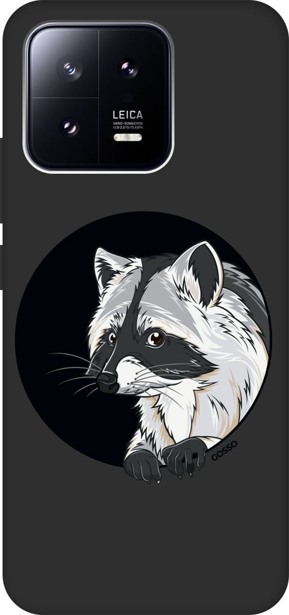 

Матовый Soft Touch Чехол на Xiaomi 13 с 3D принтом "Raccon in a Hollow" черный, Черный;белый, 159020