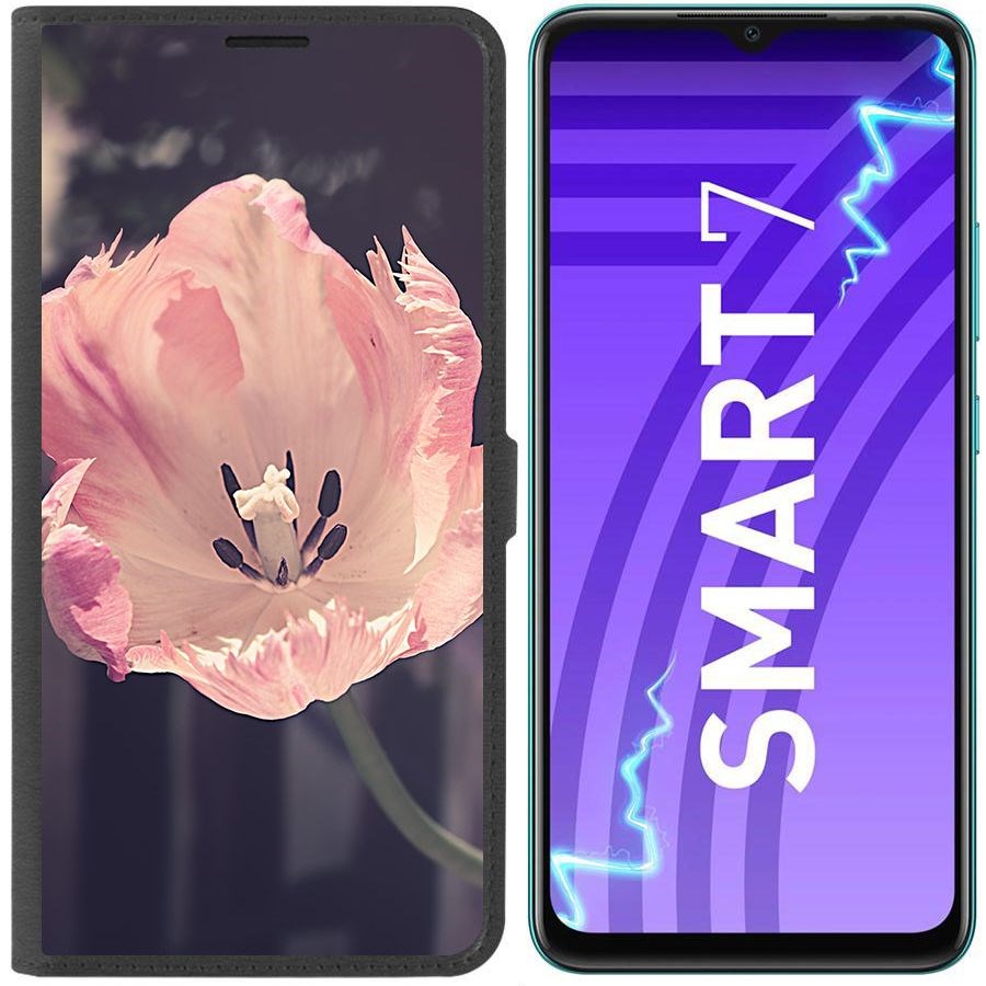 Чехол-книжка Krutoff Eco Book для Infinix Smart 7 Тюльпан (черный)