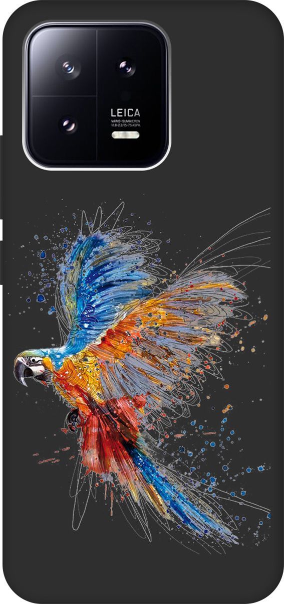 

Матовый Soft Touch Чехол на Xiaomi 13 с 3D принтом "Colorful Parrot" черный, Черный;красный, 159020