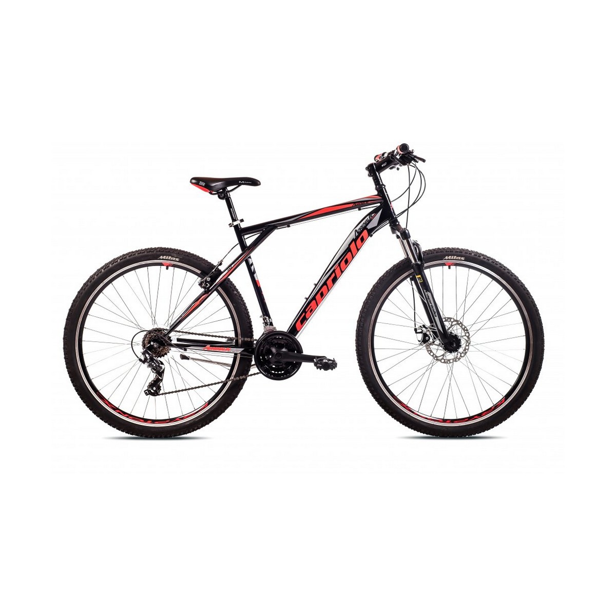 Велосипед CAPRIOLO MTB ADRENALIN 3 X 7, рама сталь 21'', колеса 29'' 2024 черный красный