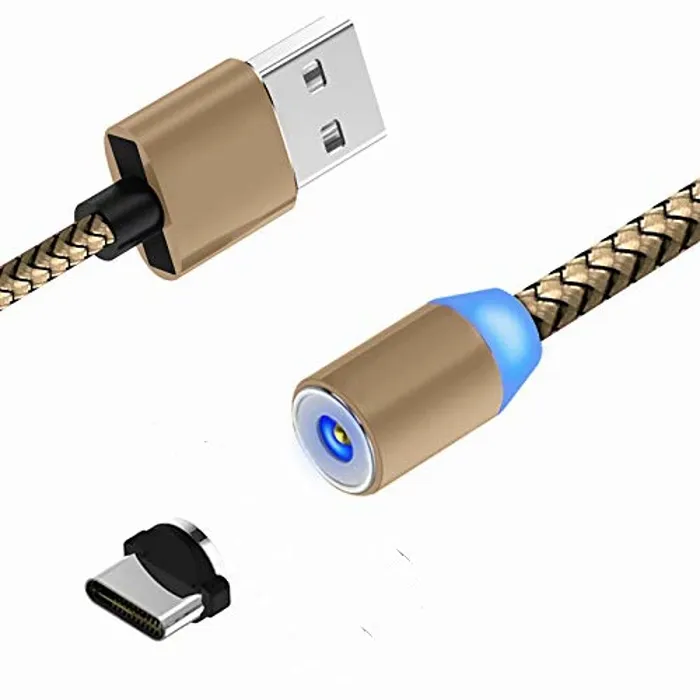 Кабель KICT Магнитный USB Type C, MIcro, Lighting зарядка, Золотой, с 3-мя разъемами