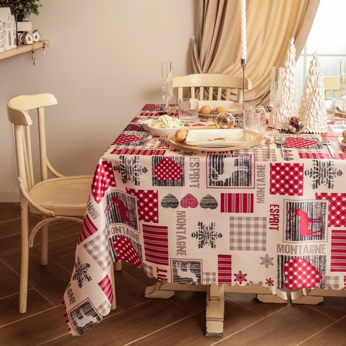 

Скатерть Доляна Сказочное чудо 10389079, полиэстер, 220x145 см, красный