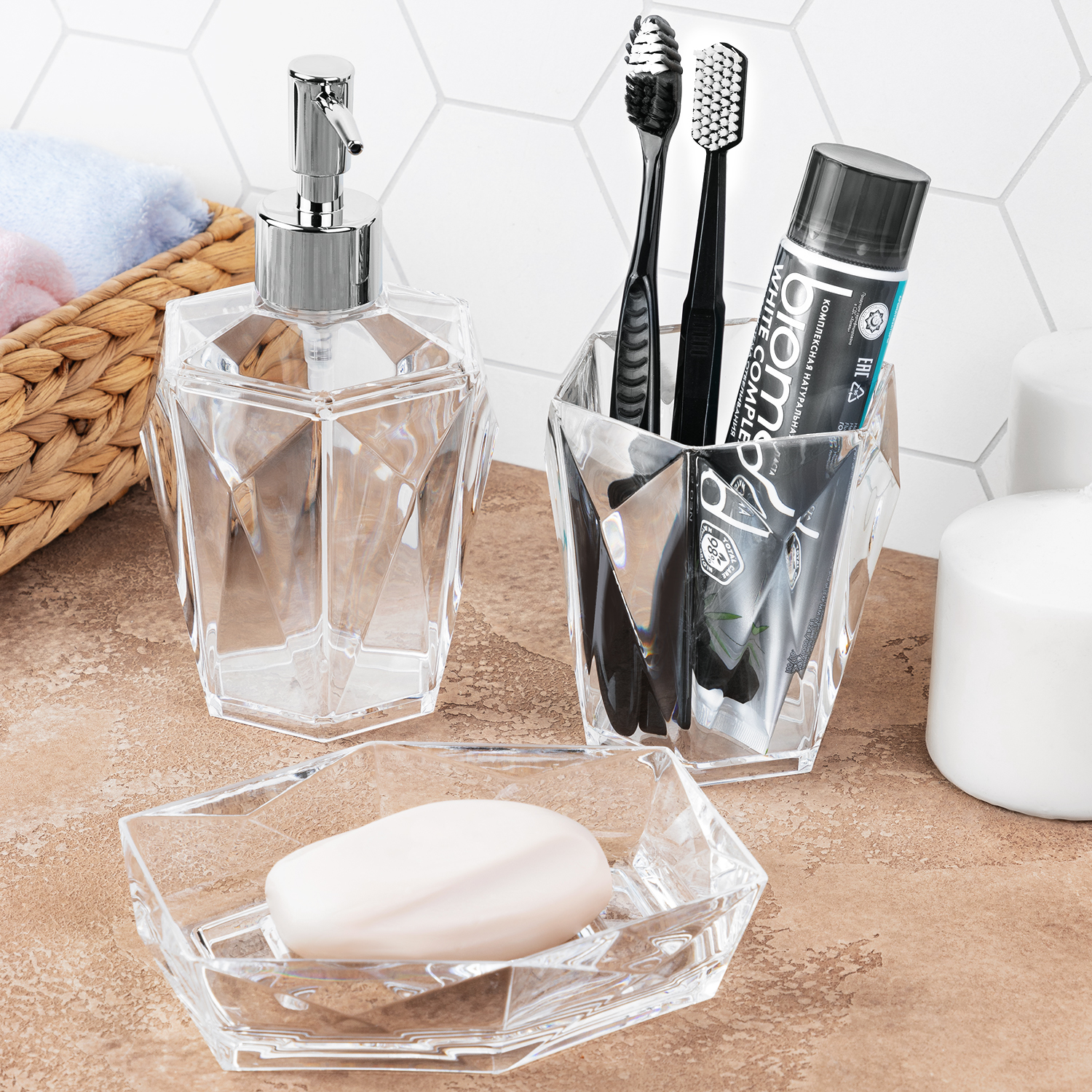 

Набор для ванной 3 предмета Elan Gallery Кристалл, прозрачный