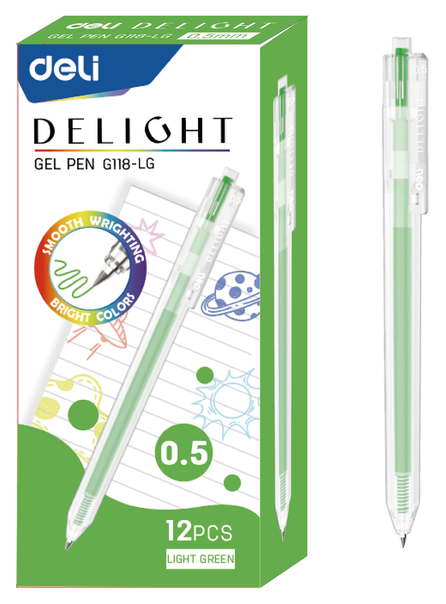 

Ручка гелев. Deli Delight EG118-LG прозрачный сал. черн. линия 0.5мм