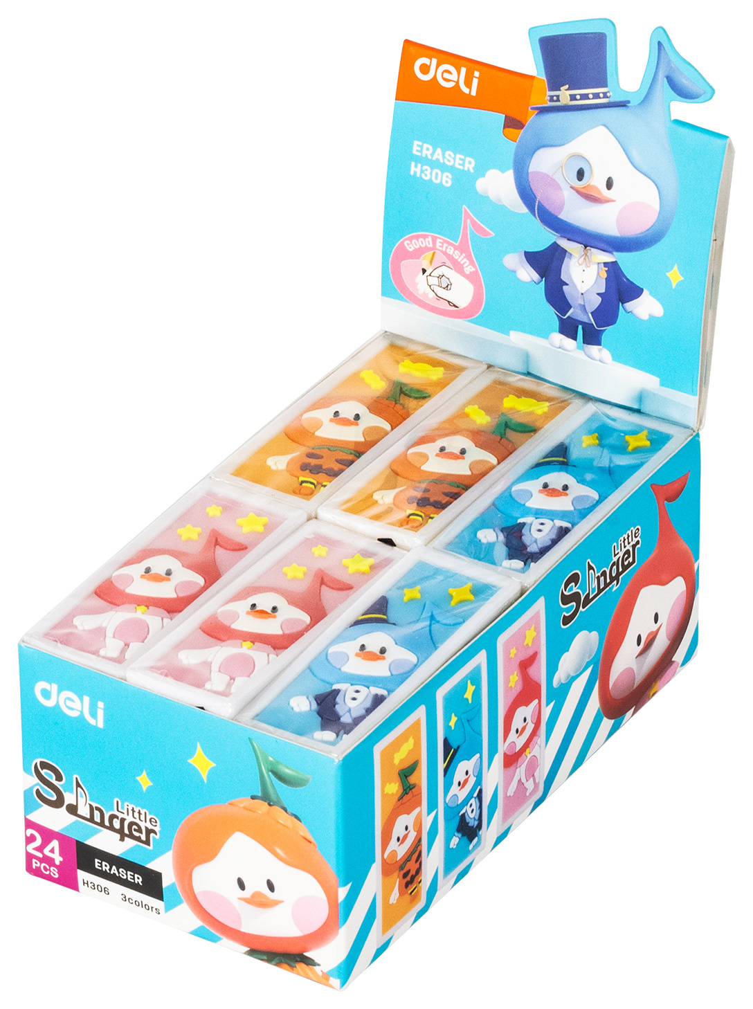 

Ластик Deli EH306 Little Sinnger 54х20х10мм ПВХ ассорти (1шт), Разноцветный