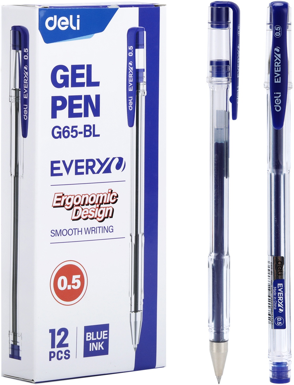 

Ручка гелев. Deli EveryU EG65-BL прозрачный d=0.5мм син. черн.