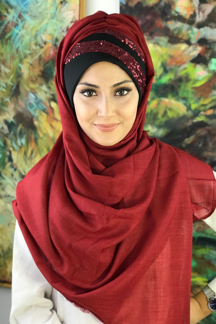 

Хиджаб женский Butik Ambar BRD-HZR-SL-BT-03 красный, BRD-HZR-SL-BT-03