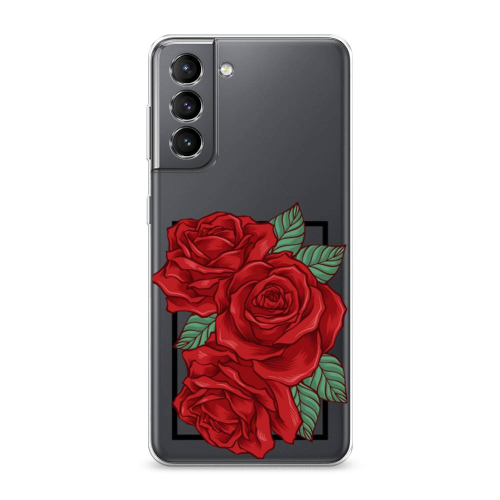 

Чехол на Samsung Galaxy S21 "Три алые розы", Красный, 2101850-2