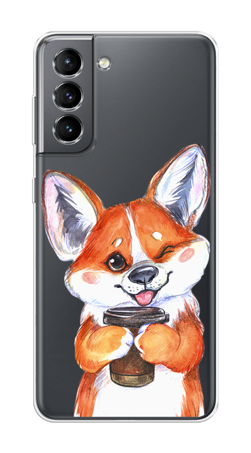 

Чехол на Samsung Galaxy S21 "Корги с кофе", Оранжевый;белый, 2101850-4