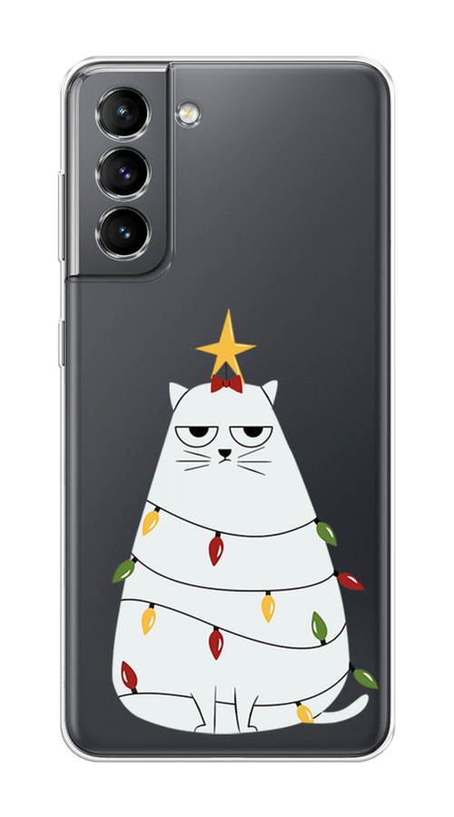 

Чехол на Samsung Galaxy S21 "Котик в гирлянде", Белый;красный;желтый, 2101850-1