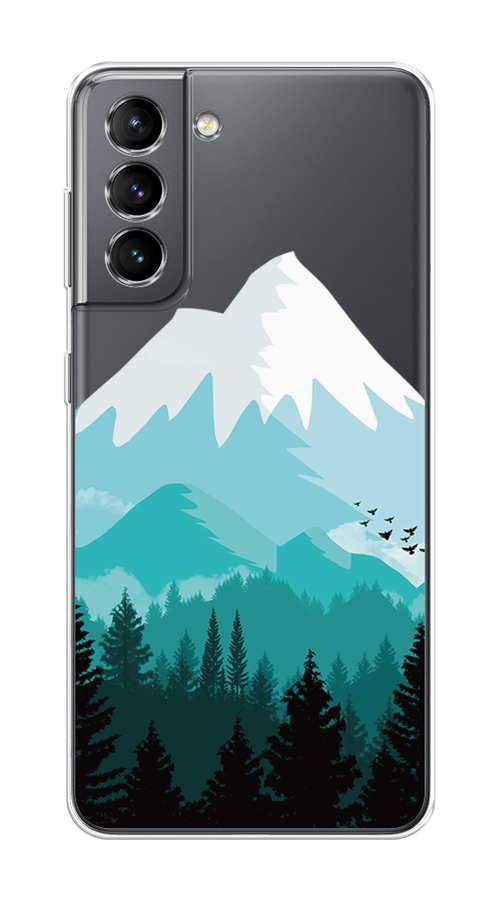 

Чехол на Samsung Galaxy S21 "Синяя снежная гора", Белый;голубой, 2101850-2