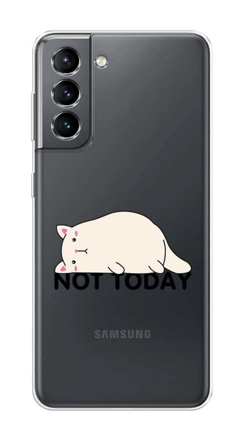 

Чехол на Samsung Galaxy S21 "Cat not today", Белый;розовый;черный, 2101850-1