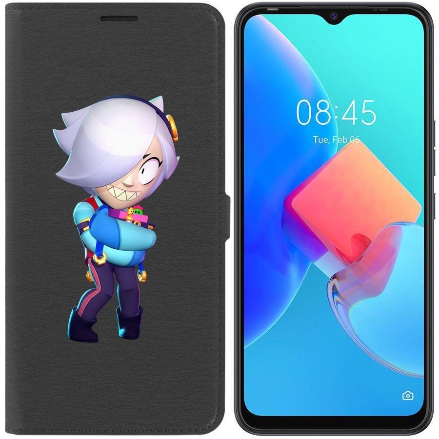 

Чехол-книжка Krutoff Eco Book для Tecno Spark 8C Brawl Stars-Колетт (черный)