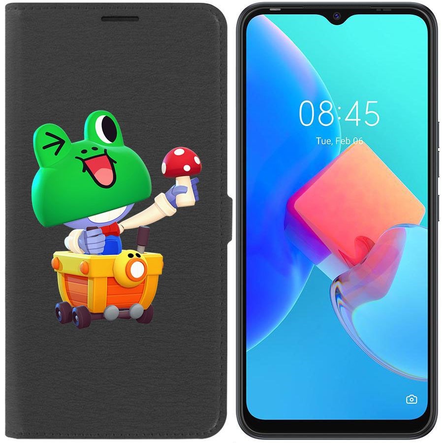 

Чехол-книжка Krutoff Eco Book для Tecno Spark 8C Brawl Stars-Леонард Карл (черный)
