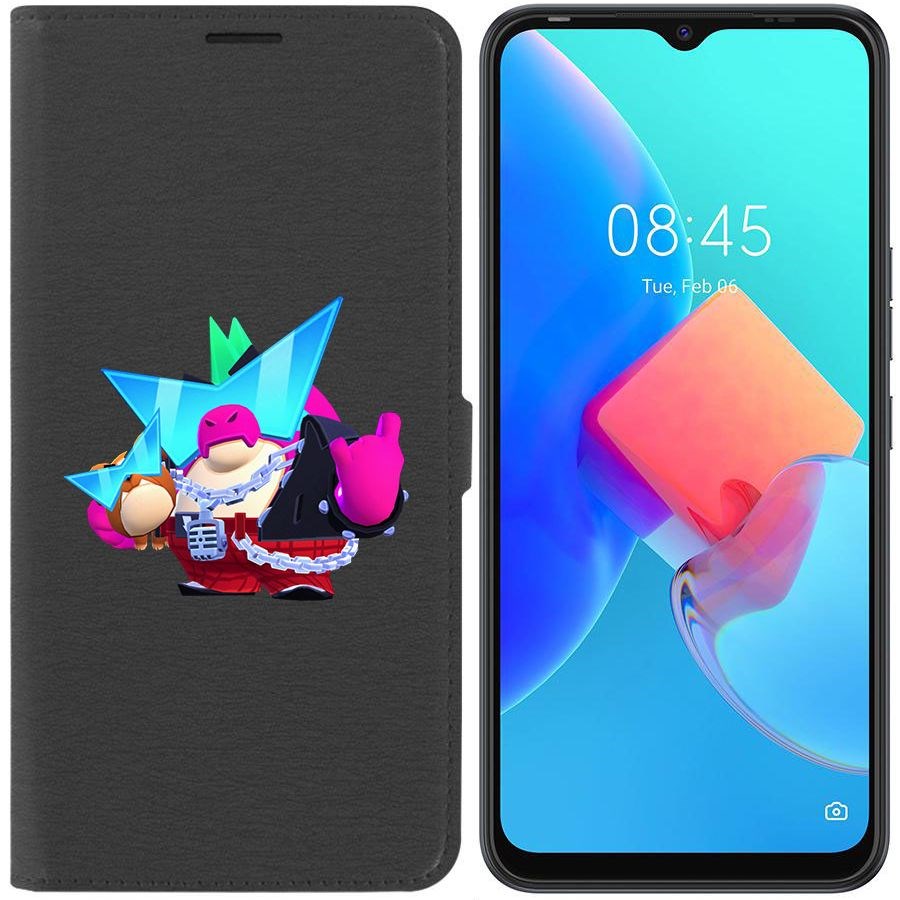 

Чехол-книжка Krutoff Eco Book для Tecno Spark 8C Brawl Stars-Плохиш Базз (черный)