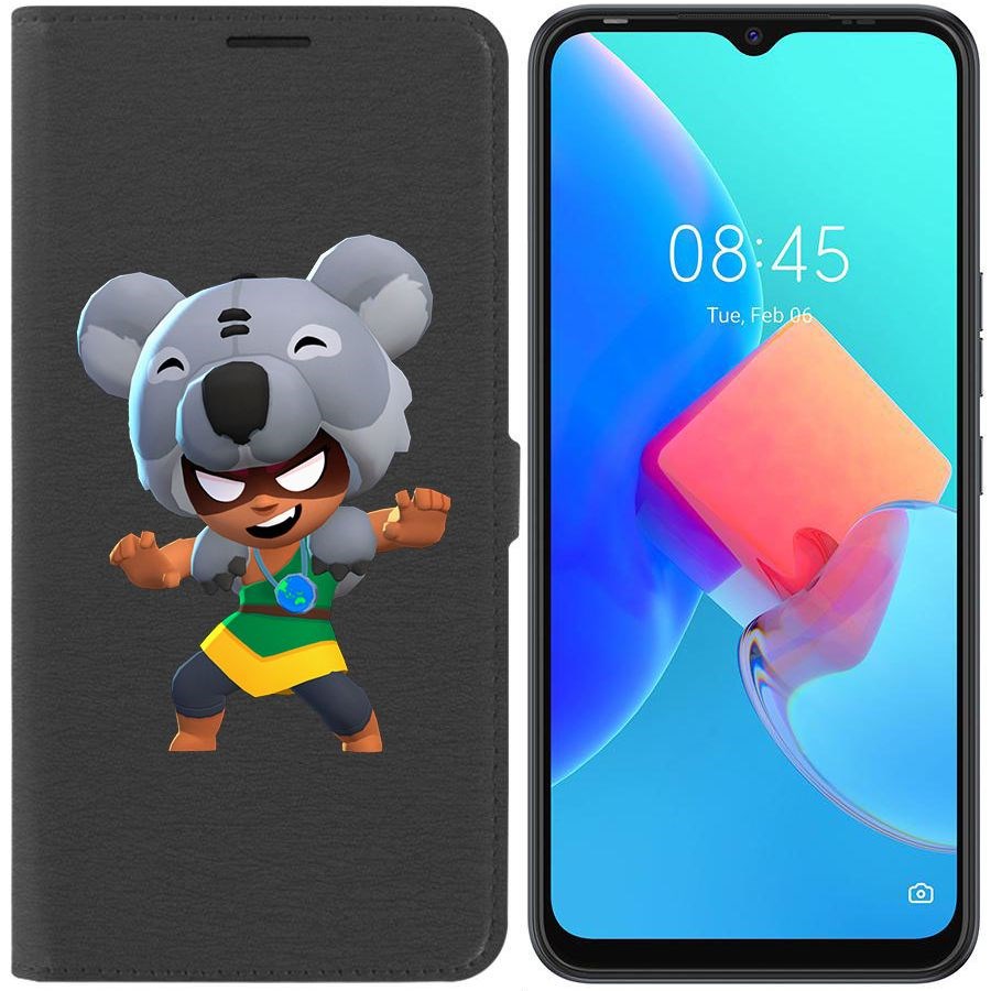 

Чехол-книжка Krutoff Eco Book для Tecno Spark 8C Brawl Stars-Нита Коала (черный)