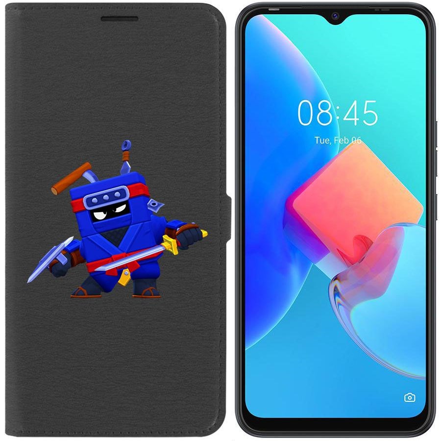

Чехол-книжка Krutoff Eco Book для Tecno Spark 8C Brawl Stars-Ниндзя Эш (черный)