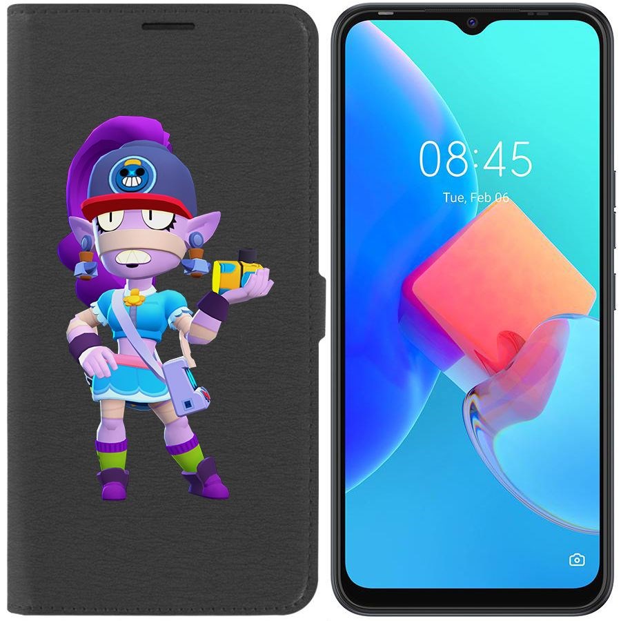 

Чехол-книжка Krutoff Eco Book для Tecno Spark 8C Brawl Stars-Суперфанатка Эмз (черный)