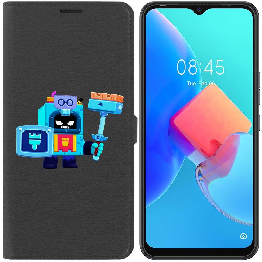 

Чехол-книжка Krutoff Eco Book для Tecno Spark 8C Brawl Stars-Эш (черный)