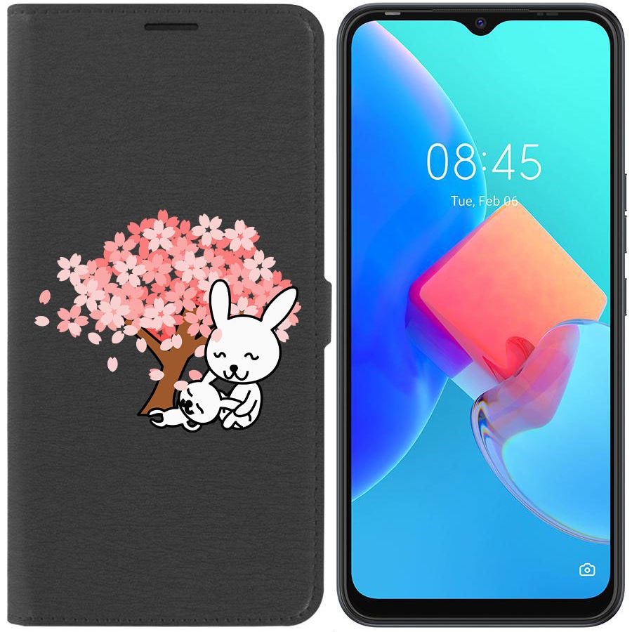 

Чехол-книжка Krutoff Eco Book для Tecno Spark 8C Кролики (черный)