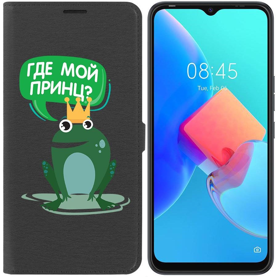 

Чехол-книжка Krutoff Eco Book для Tecno Spark 8C Лягушка (черный)