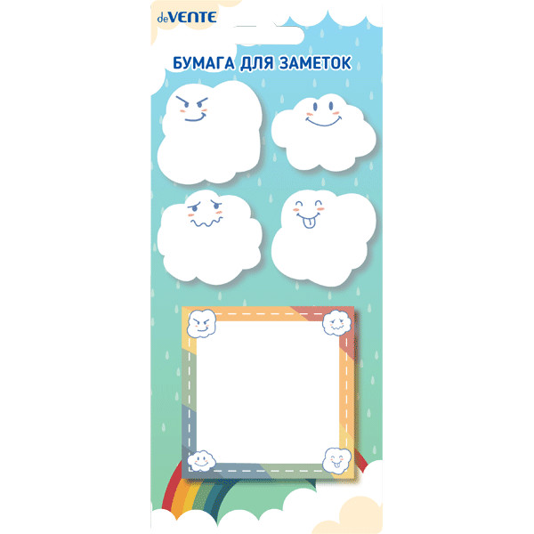 

Блок клейкий deVente 4,5х4,5см + 8х8см 5х20л Clouds, Разноцветный, 1717517