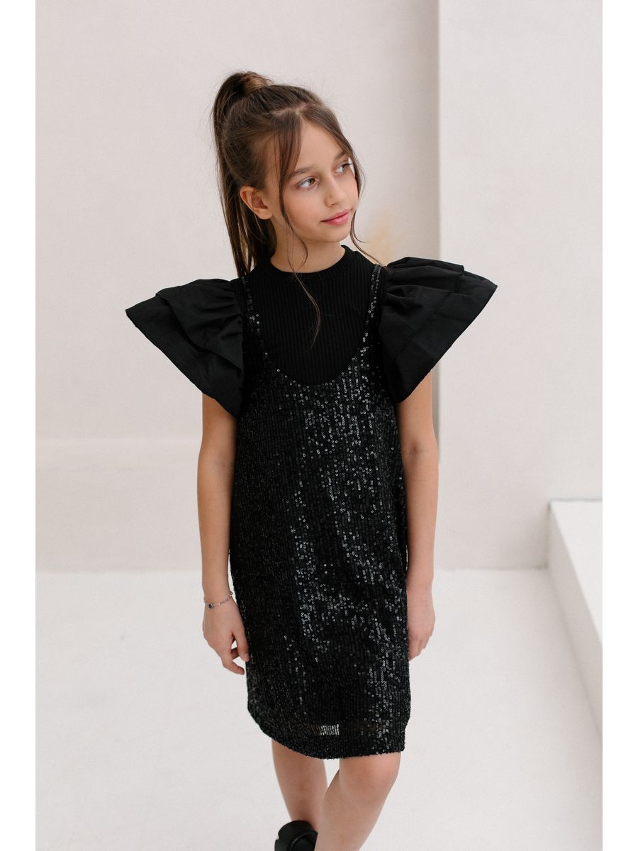 Блузка детская MIMISHOP TRENDY BABY 07MI15Lb3, черный, 128