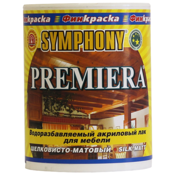 

Лак для дерева Symphony Premiera шелковисто-матовый 0,9 л Тик, Premiera