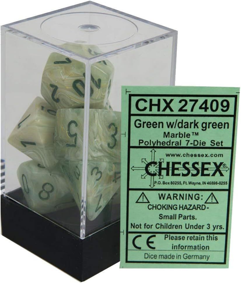 Набор кубиков Chessex 7-dice set Marble Green - Dark Green