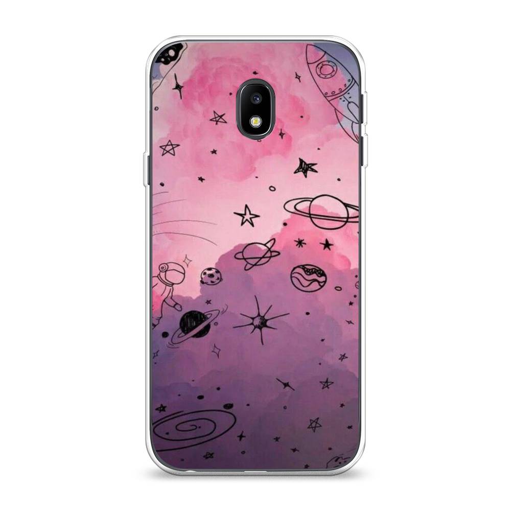 

Чехол Awog на Samsung Galaxy J3 2017 / Самсунг J3 2017 "Радуга планет 3", Черный;розовый, 22550-4