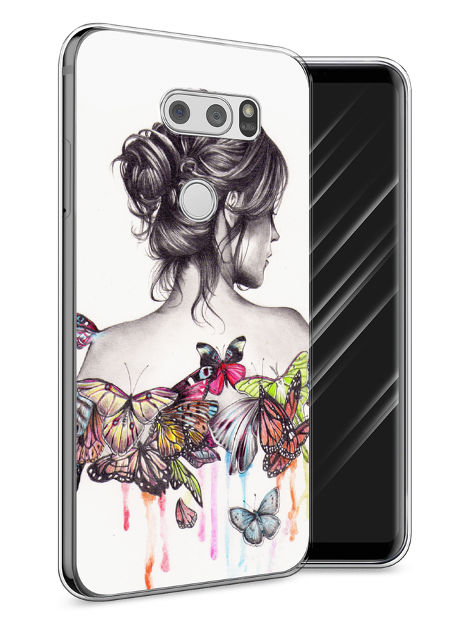 

Чехол Awog на LG V30 "Девушка с бабочками", Коричневый, 83050-10