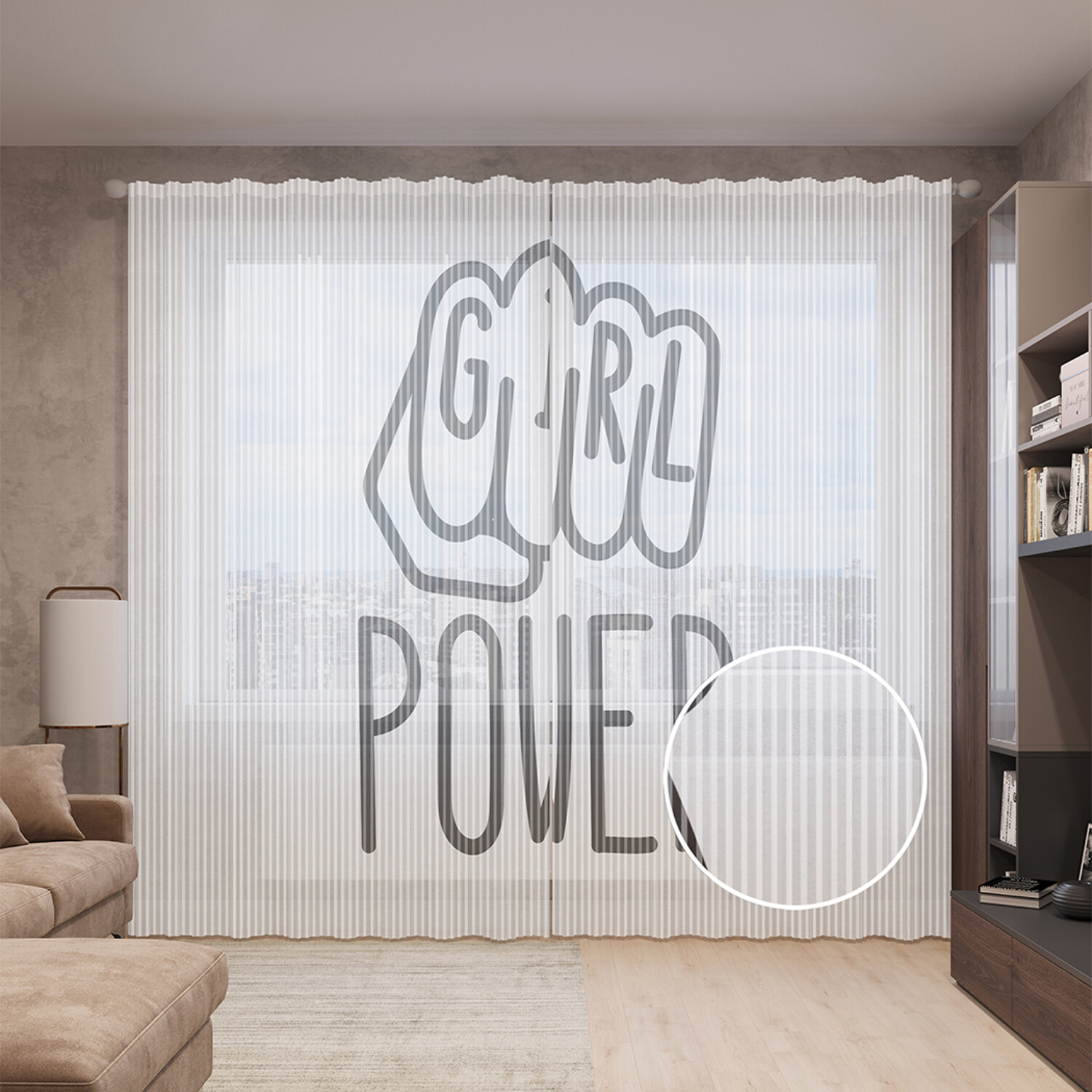 

Тюль вуаль на шторной ленте с принтом JoyArty "Женский кулак", 310х265 см, Женский кулак