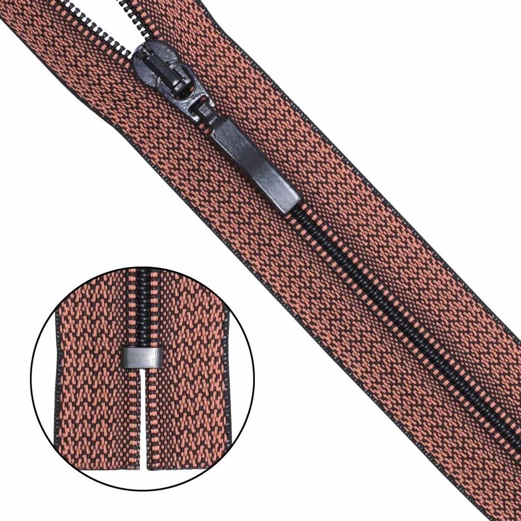 

Молния витая Тип 6 18см неразъемная тесьма меланж Arta-F (D814M лососево-черный)