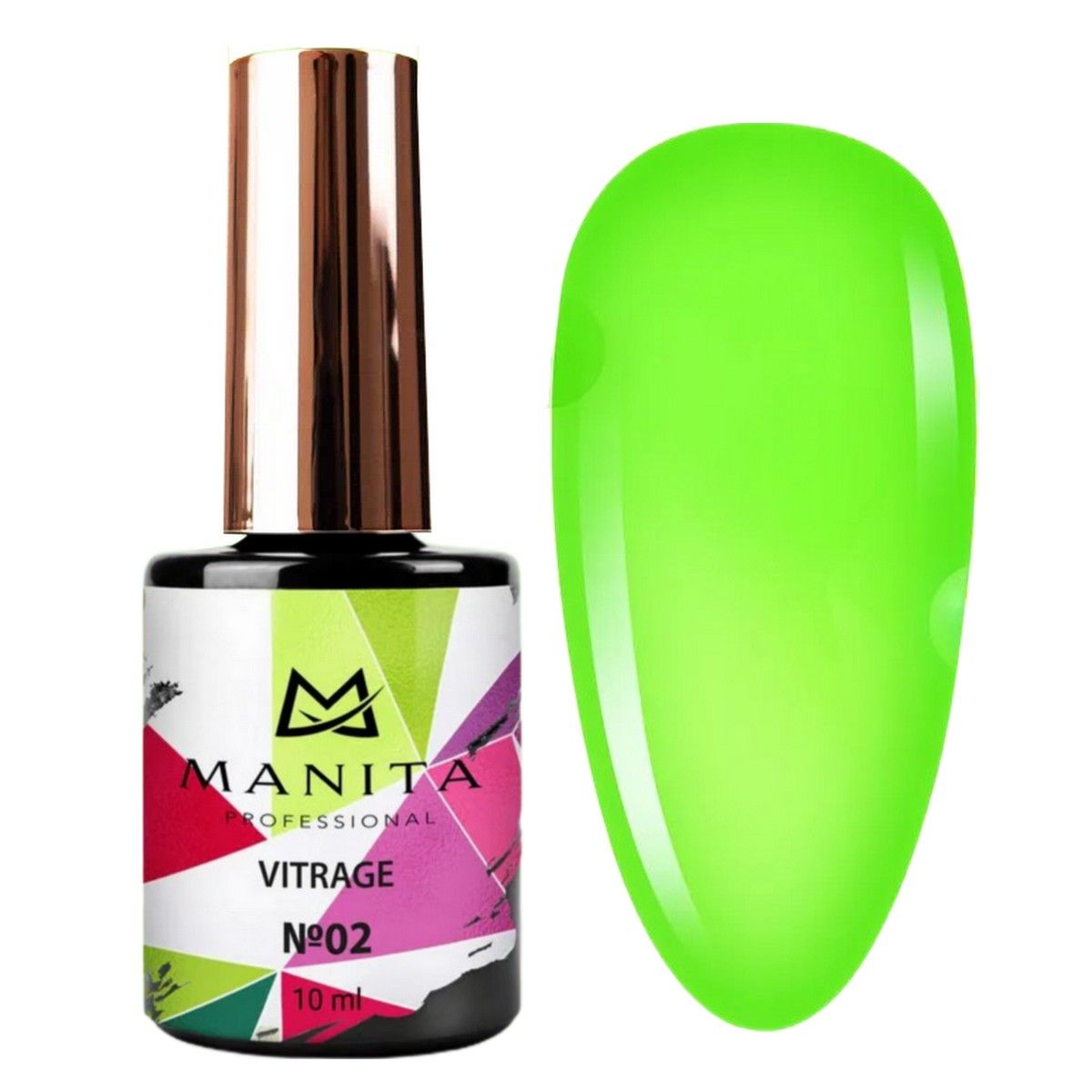 Гель-лак для ногтей Manita Professional c эффектом витража Vitrage №02, зеленый, 10 мл manita гель лак для ногтей opal