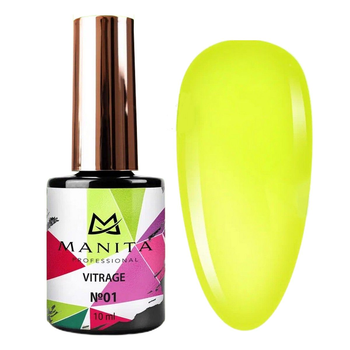 

Гель-лак для ногтей Manita Professional c эффектом витража Vitrage №01 желтый 10 мл 2шт