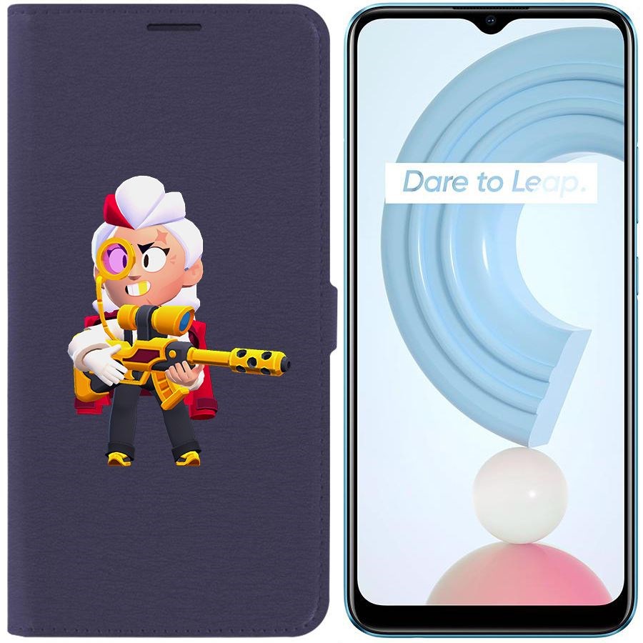 

Чехол-книжка Krutoff Eco Book для Realme C21Y Brawl Stars-Белль Голдхэнд (синий)