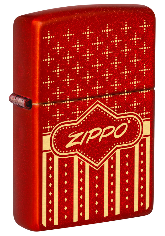 Зажигалка кремниевая с покрытием Metallic Red, красная, Zippo, 48785