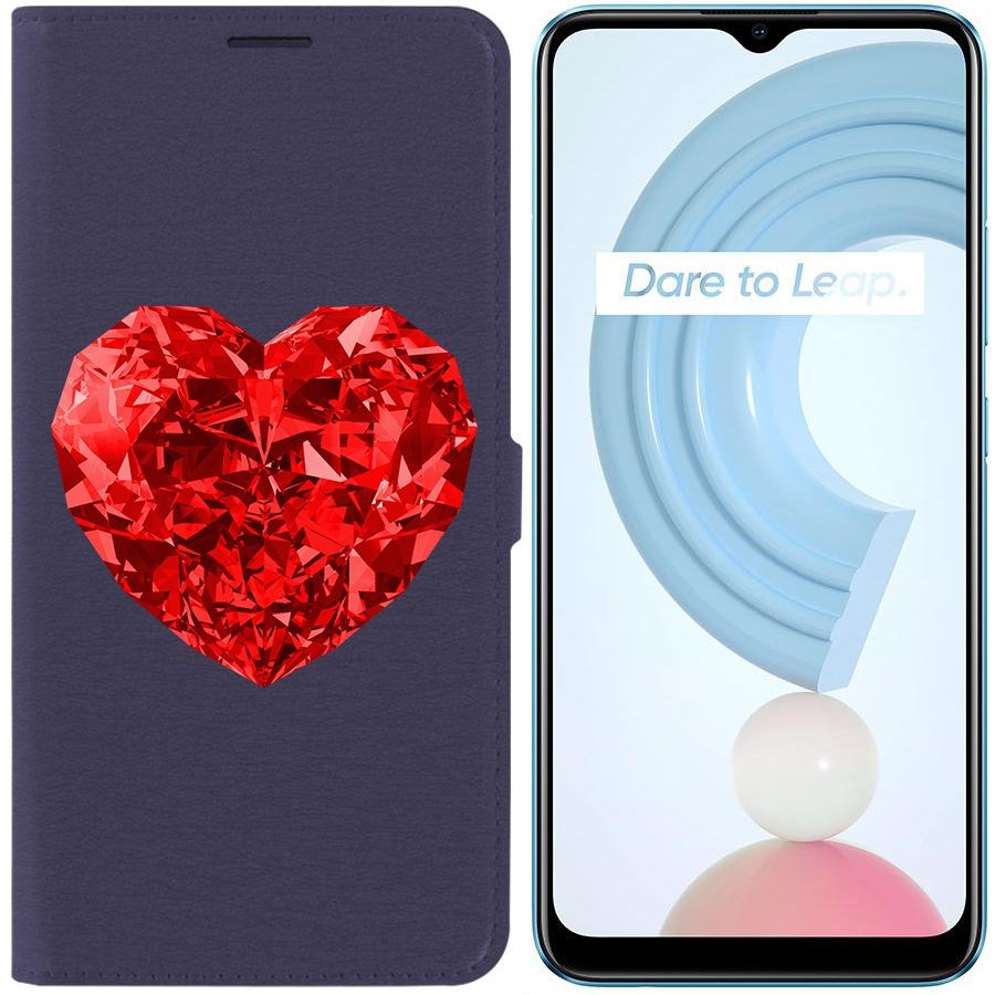 

Чехол-книжка Krutoff Eco Book для Realme C21Y Рубиновое сердце (синий)