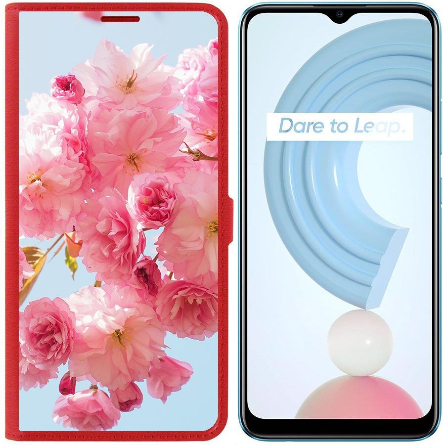 

Чехол-книжка Krutoff Eco Book для Realme C21Y Сакура (красный)